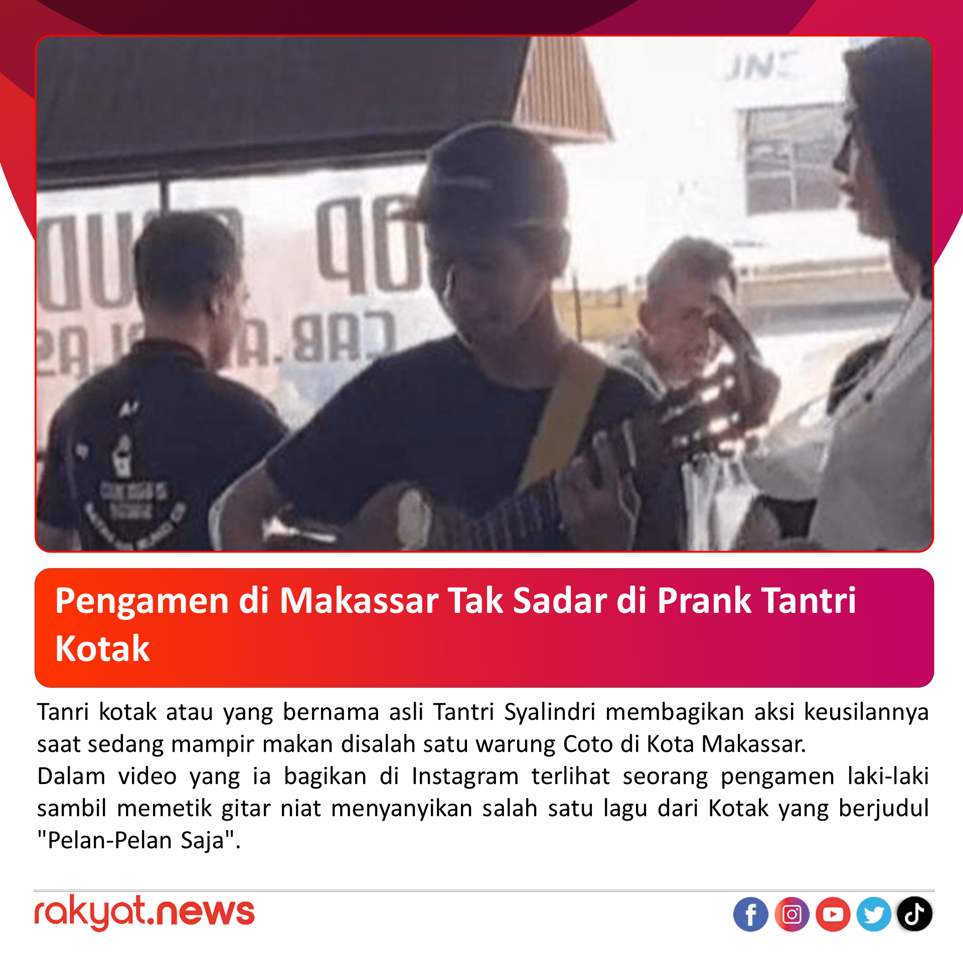 Pengamen di Makassar Tak Sadar di Prank Tantri Kotak